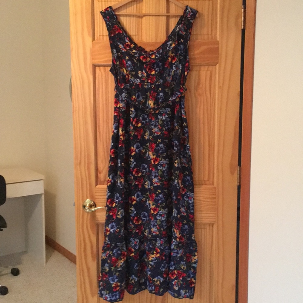 Navy Blue and Floral Maxi Dress - Size 3